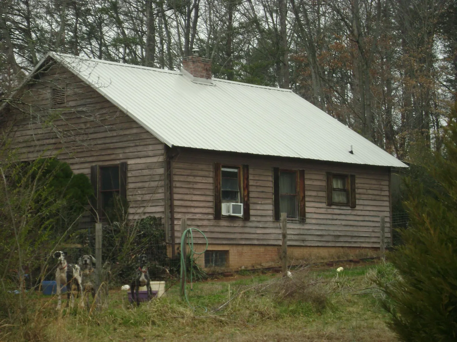 White metal roof on an old wood sided farmhouse, from a Metal Roof Installation job in Ennice